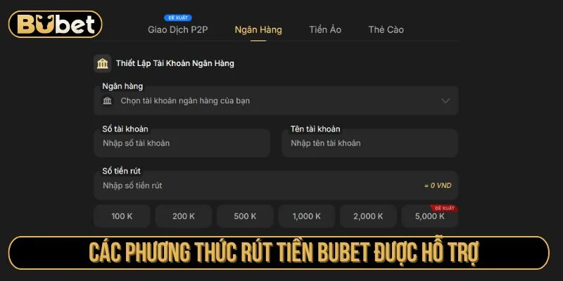 Nhà cái có nhiều phương thức rút tiền