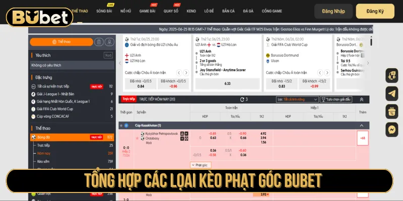 Nhiều loại hình kèo phạt góc khi đặt cược tại Bubet
